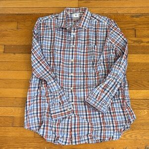 David Donahue Blue and Orange Plaid Button-Down Shirt